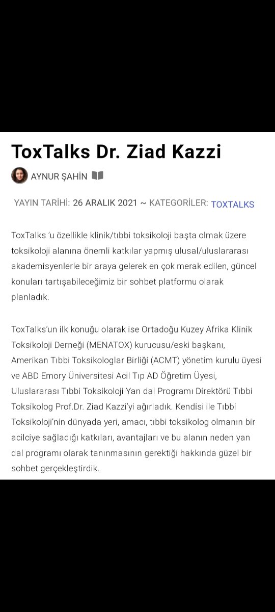 ktuacil's tweet photo. Tıbbi Toksikoloji alanındaki çalışmalarıyla her gün ufkumuzu açan, bizlere bir çok tecrübe kazandıran ve Türkiye'de Tıbbi Toksikoloji alanında çok değerli çalışmalara imza atan Doç. Dr. Aynur Şahin Hocamız bu sefer de AcilciNet'te ToxTalks serisi ile bizlerle 💯 https://t.co/h3btW2FGyk