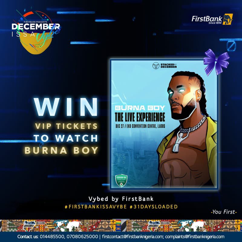 FunmiKolz's tweet photo. You want a free ticket to Burna boy’s concert? All you have to do is download and signup on the Lit By FirstBank app to stand a chance to get one.💃🏽💃🏽💃🏽
See you there
#DecemberIssaVybe #VybedByFirstBank https://t.co/yMPXOWeZMW