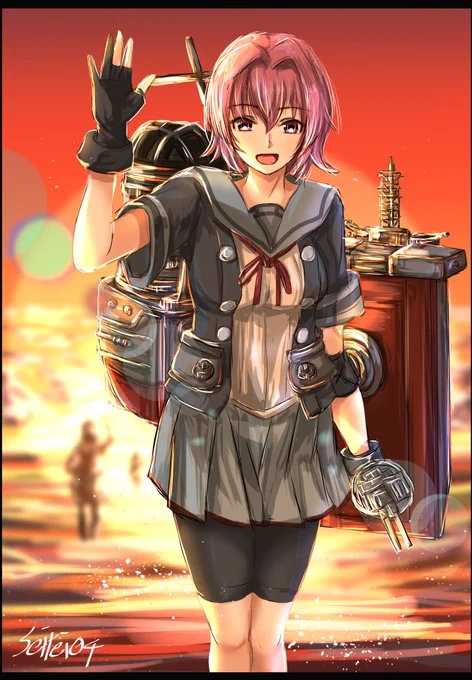 「夕焼の中、遠征から帰って来た鬼怒」

skebにてリクエストありがとうございましたっ!(*'Д`)
#艦これ #鬼怒 