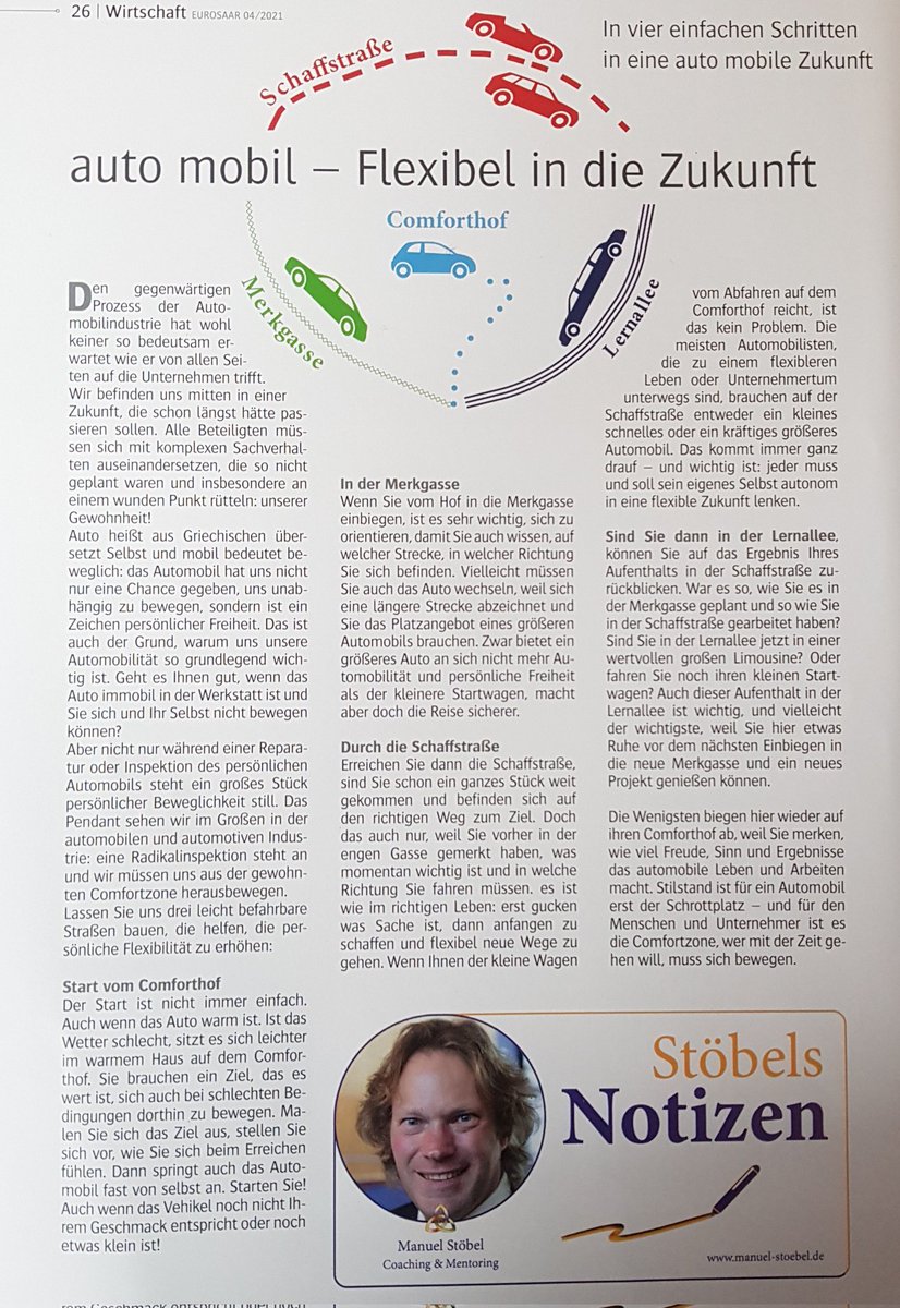 Die erste Folge von "Stöbels Notizen" im Wirtschaftsmagazin "Eurosaar" zum Thema Auto-Mobile Zukunft. Mehr Neues unter verhaltenskultur.de/#News