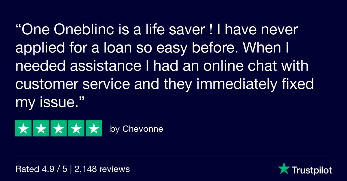 OneBlinc's tweet photo. Aw, shucks. These kinds of reviews make us blush! Chevonne!
Have you used OneBlinc’s services? We’d love to hear from you. At https://t.co/ok29NYrTN1 you may tell us how it went.
#simpleandstraightforwardloans #customerfirst #happytohelp #topreview #topreviews #wevegotyourback https://t.co/c2pU2vfSFT
