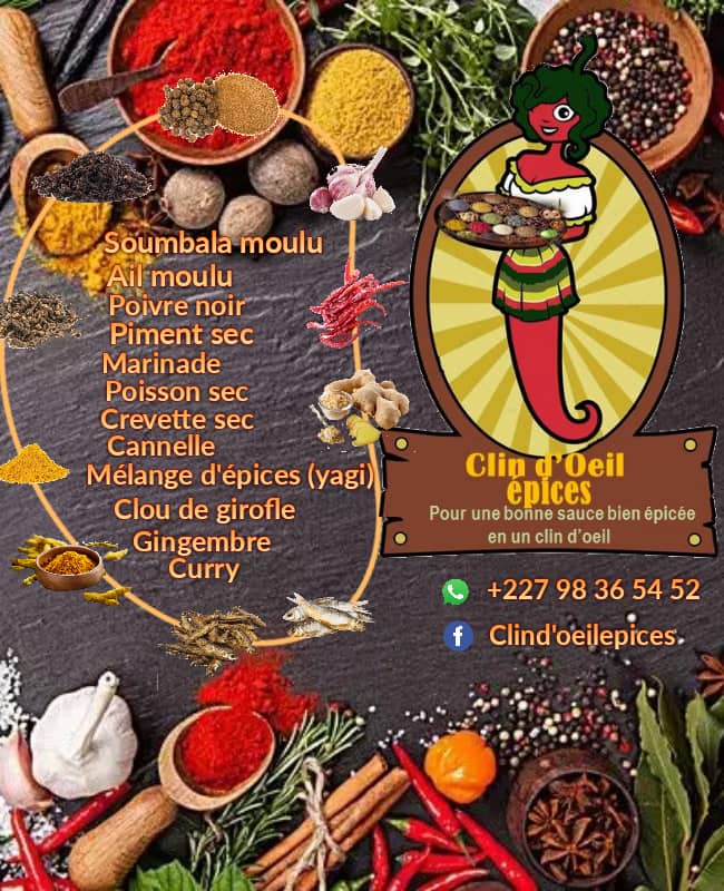 Sanef2021's tweet photo. Pour une bonne sauce bien épicée en un clin d'œil et pour des soins de cheveux efficaces. Optez pour CLIN D'ŒIL qui sera au SANEF du 28 au 31 Décembre au Palais du 29 Juillet 
#Sanef2021 https://t.co/Ny1zelcCBZ
