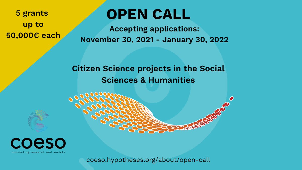 You want to apply for #COESO’s #OpenCall (apply by Jan 30th), but you’re not sure what a #CitizenScience research project in the #SSSH looks like? Get inspired by #COESO’s 5 existing pilot projects here: 

coeso.hypotheses.org/pilots

 #participatoryresearch #citizensocialscience