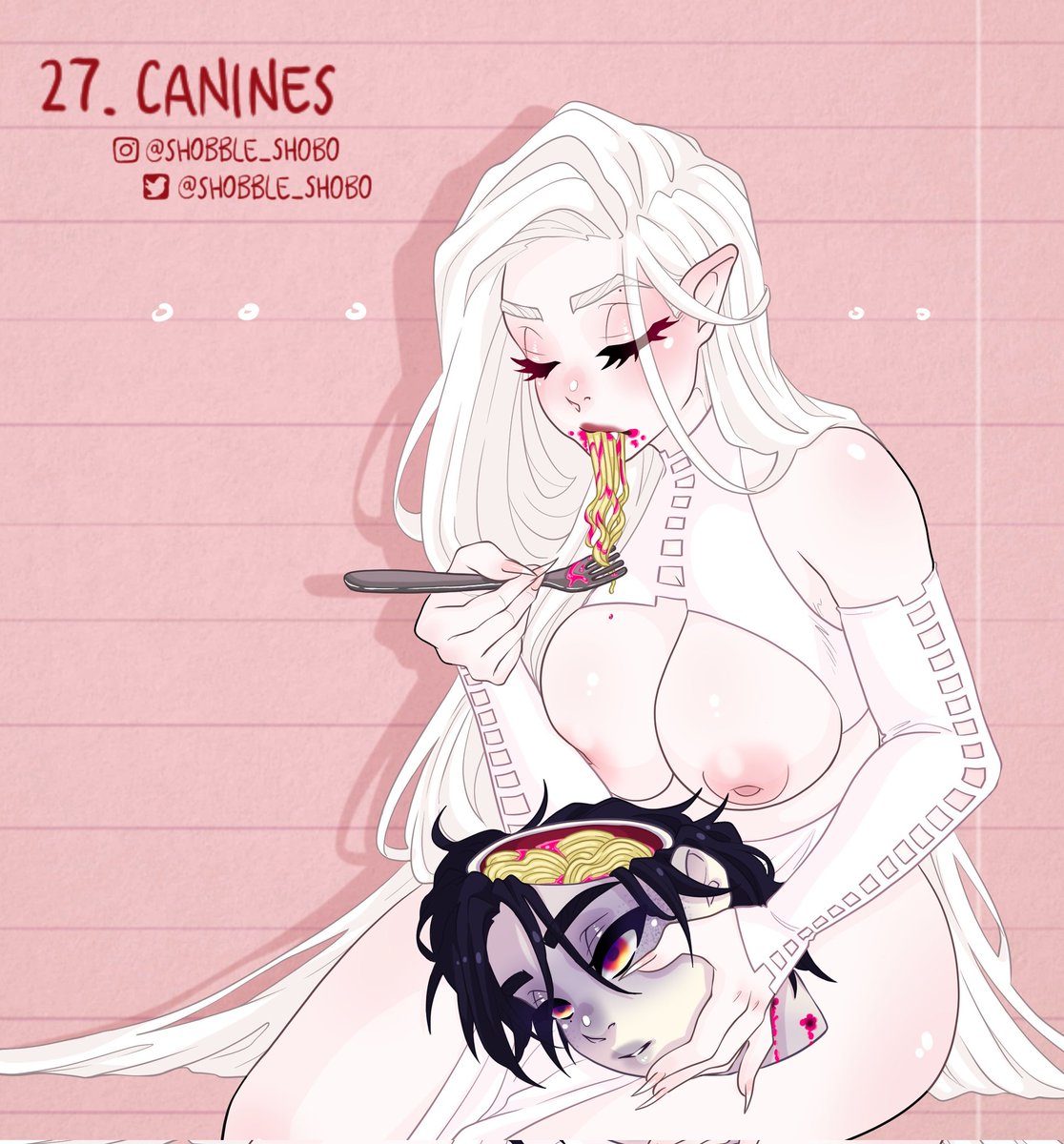 ShobbleShobo's tweet photo. Day 27 of #indecentber2021 
Neve is having a snack😈❄️
@indecentber
#nsfw #art #artwork #hot #OC #canines #ArtistOnTwitter #drawings https://t.co/XWs6I4Zxq8