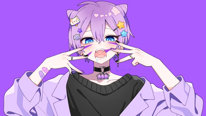 「イヤリング 紫」のTwitter画像/イラスト(人気順)