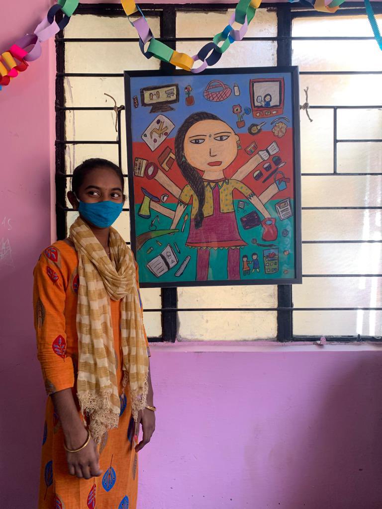 SaamuhikaShakti's tweet photo. As part of the program, our partner @Hasiru_Dala conducts creative art therapy program for children.
Recently the kids put together a showcase of all the art they have done. Amazing it is! https://t.co/webbTh9tcf