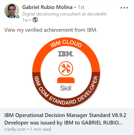 decide4AI's tweet photo. ¡Felicidades al equipo #decide4DM por las nuevas certificaciones en #ODM y #CP4A! 👏👏👏
Seña de identidad de las empresas especializadas y una garantía para los fabricantes de que sus productos caen en buenas manos 🏅
@IBM_ES #IBM #IBMODM #IBMAutomation https://t.co/lB8VIZTiyg