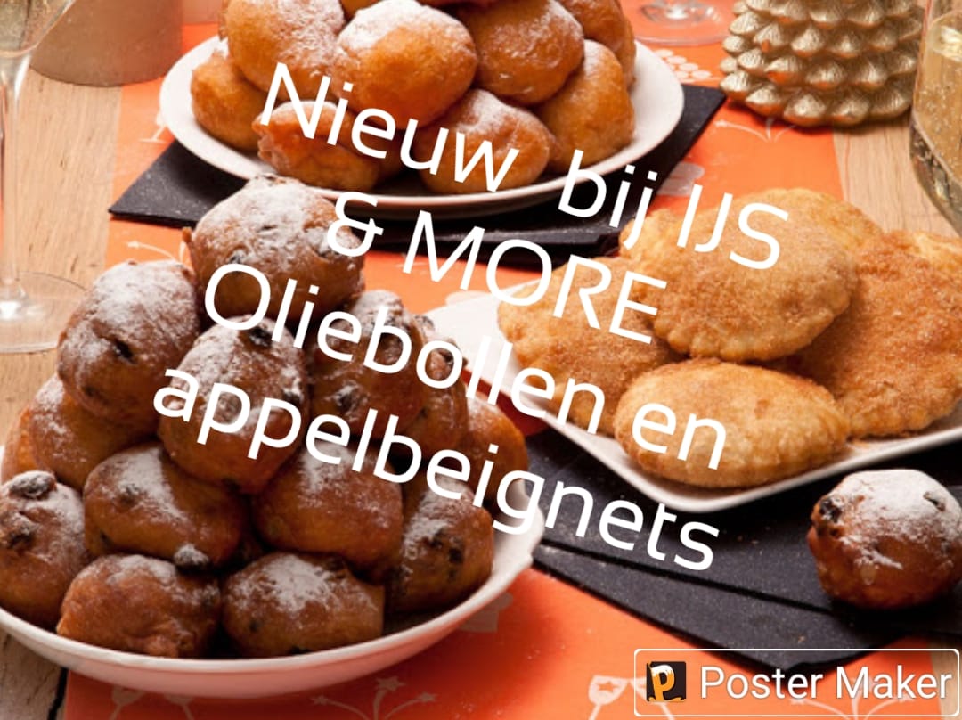 IJsMore's tweet photo. Lekkere Oliebollen en Appelbeignets. Bestel ze of kom ze zo halen, gratis proeven. Deze week op alle kerst chocolade 50% korting. https://t.co/S7MEZeuVOJ