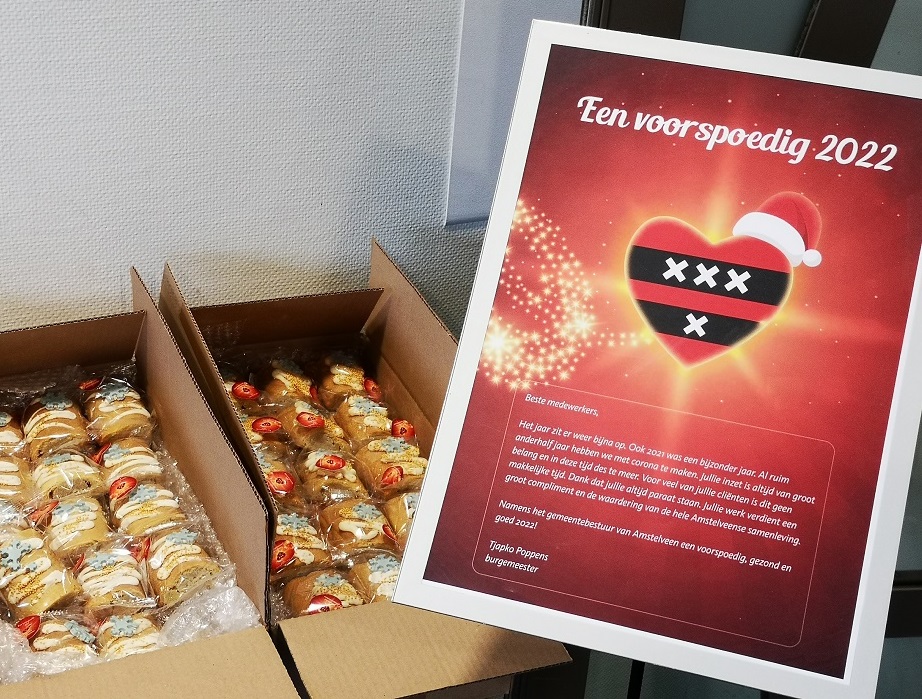 Vandaag werden we door de gemeente Amstelveen verrast met een heerlijke traktatie. Met deze traktatie spreekt de gemeente namens de inwoners van Amstelveen waardering uit voor onze inzet in wederom een bijzonder jaar. #bedankt #gemeenteamstelveen #aangenaamdichtbij.