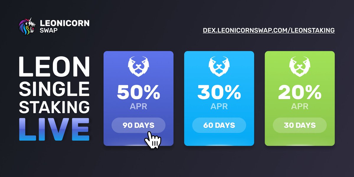 Cursedbycontent's tweet photo. Single staking for $LEONS is now live!

Staking in these pools will give you access to all IJOS while gaining rewards 💥 

More information about our first IJO coming very soon!

https://t.co/aEUDNtiaWX 

$LEOS $LEONS #LeonicornSwap #BNB #Binance #BinanceSmartChain https://t.co/IDVX7I4ROA