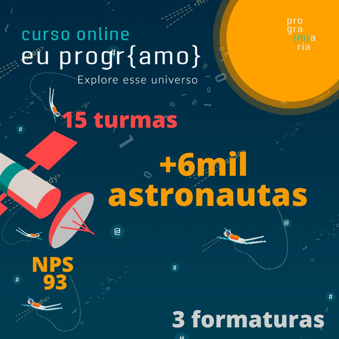 programaria's tweet photo. Hoje é dia de #RetrôPrograMaria com gostinho de viagem rumo à programação!
É do nosso #queride curso online #EuProgrAmo e as nossas astronautas ma-ra-vi-liiiin-des! É muita felicidade ter essa lembrança do quanto impactamos pessoas por todo o país e também no exterior! ✨ https://t.co/KB5mWIrDKy