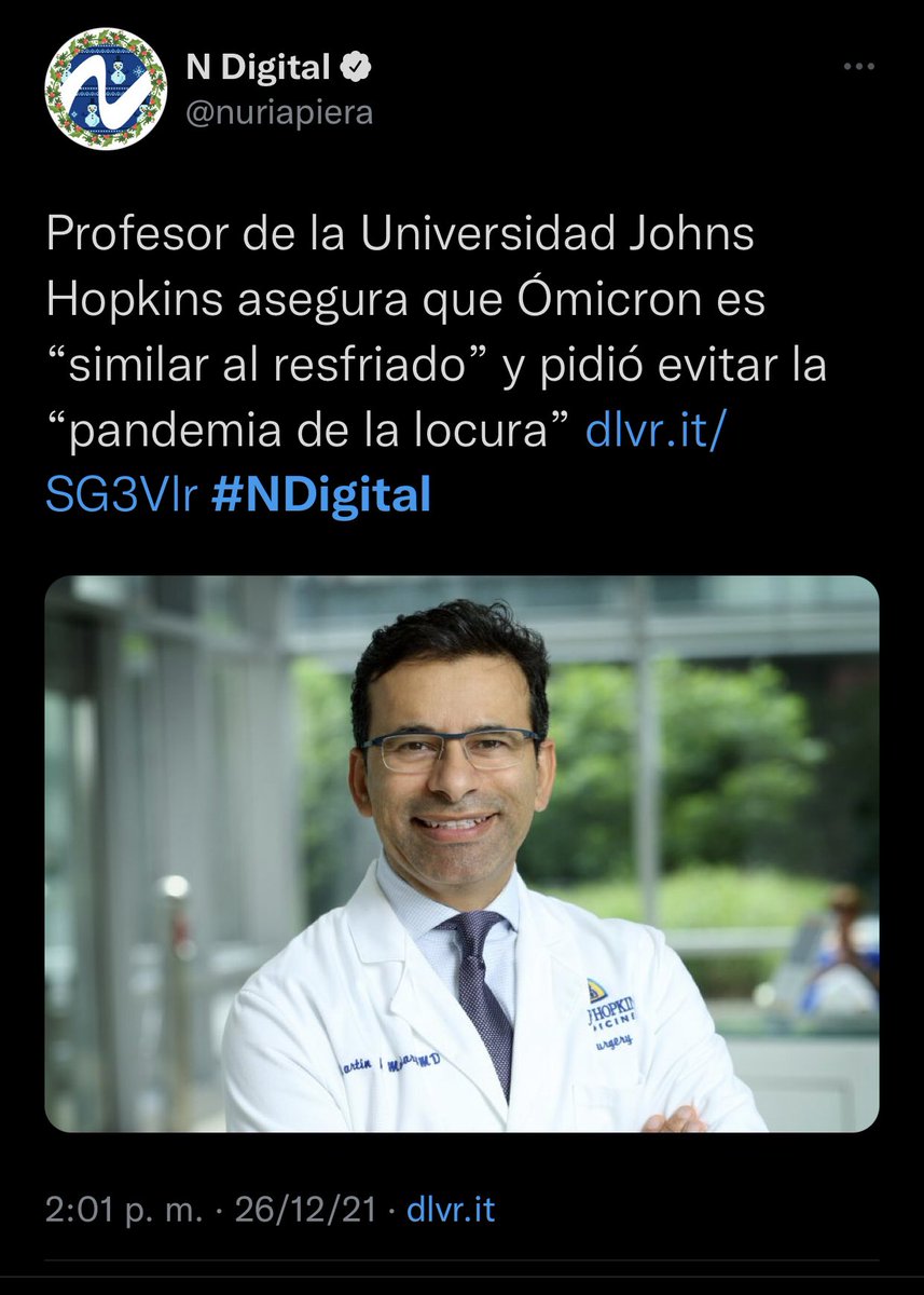 YANSEGURAM's tweet photo. “Profesor de la Universidad Johns Hopkins asegura que Ómicron es “similar al resfriado” y pidió evitar la “pandemia de la locura” https://t.co/LfOeacETNo 

Cómo les gustan los títulos de universidades costosas para creer lo que es notoriamente evidente acá les dejo 👇🏾 https://t.co/R7kUs89WnX
