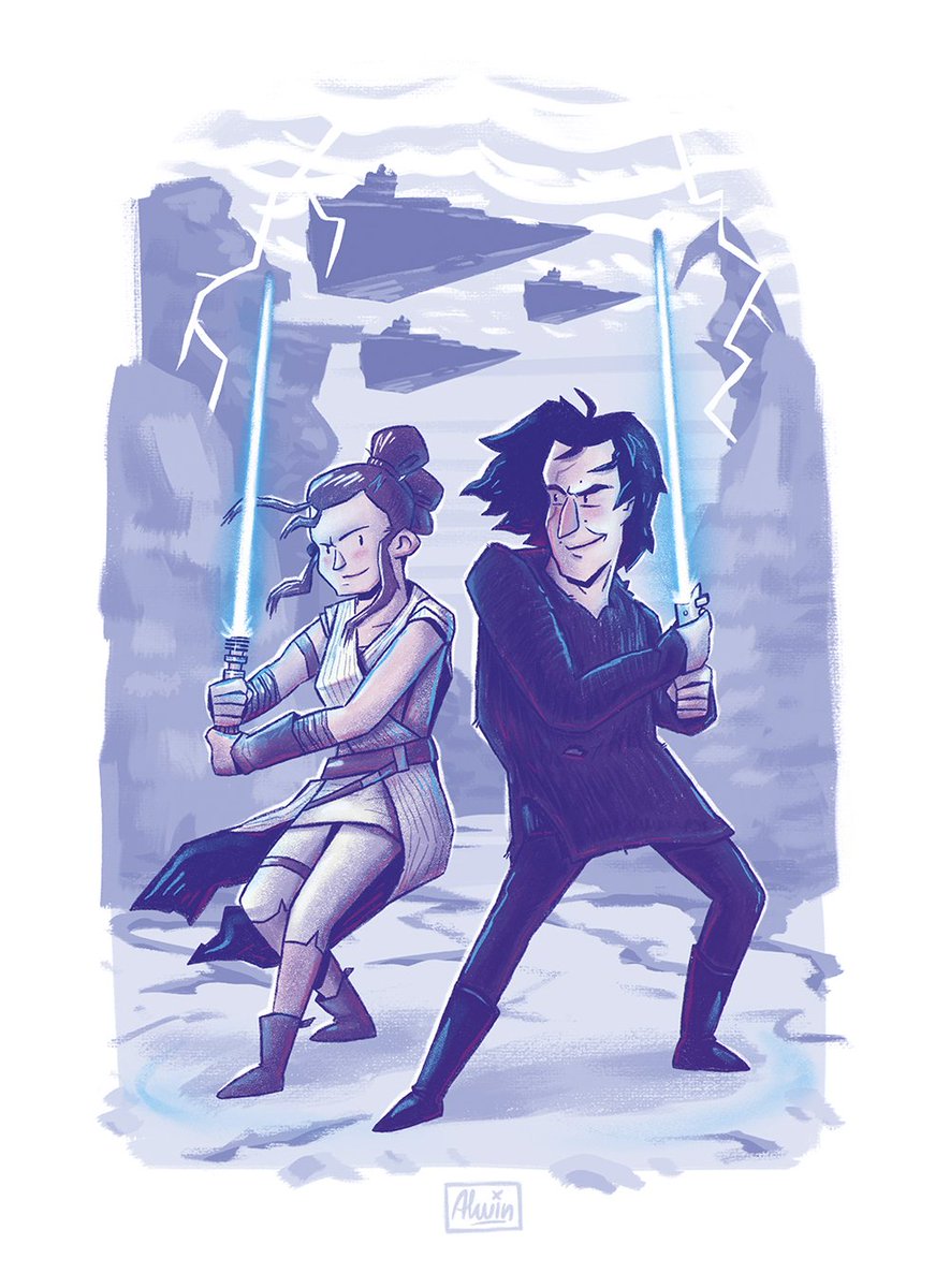 mein (vermutlich) erst zweites star wars artwork: 
rey &amp; ben solo

ein weihnachtsgeschenk für <a href="/Matshukle/">Ginius</a> 🎁