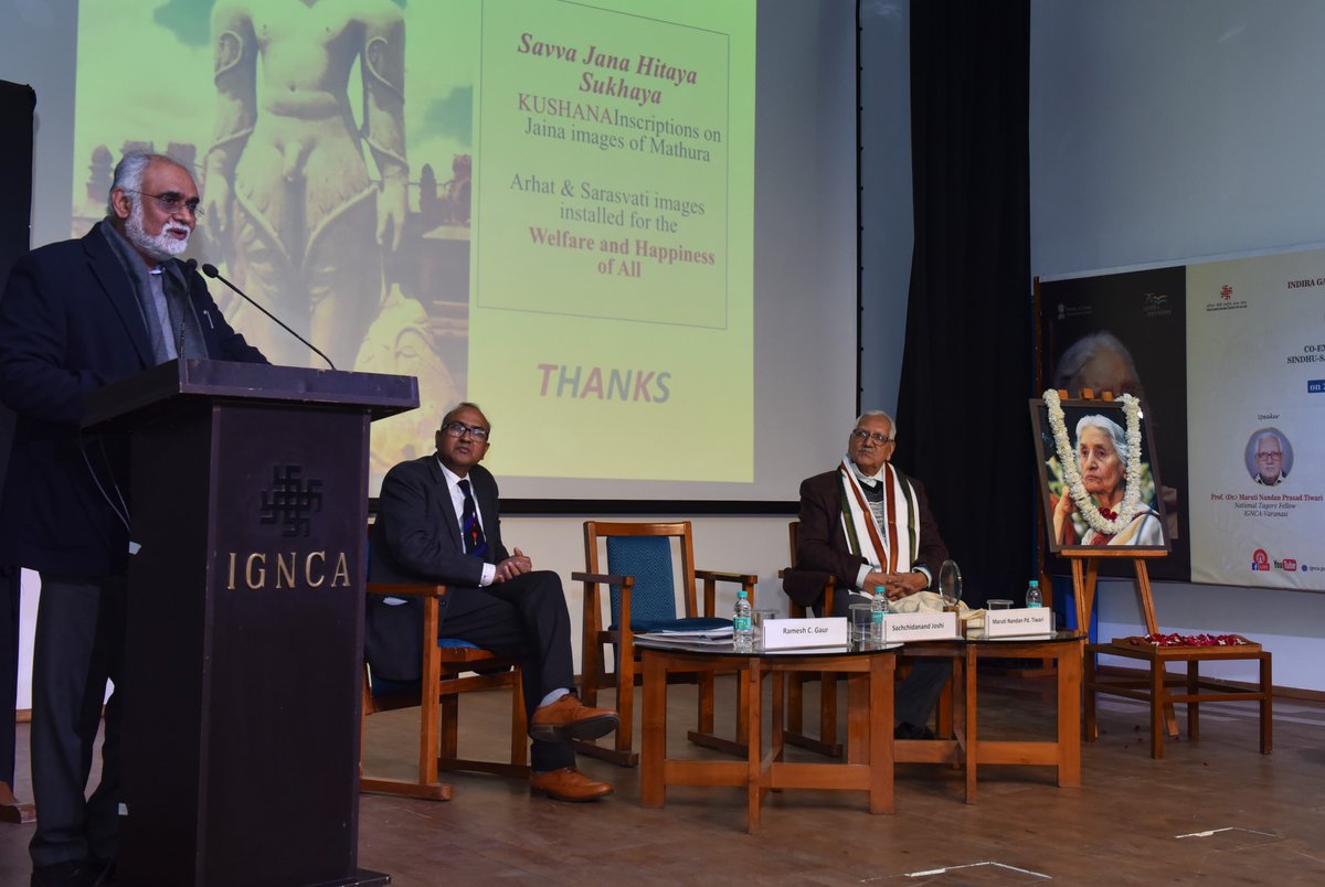 ignca_delhi's tweet photo. 2nd Dr. #KapilaVatsyayan Memorial Lecture delivered by Prof(Dr) Maruti Nandan Prasad Tiwari, (National Tagore Fellow) on “Co-Existence & Mutual Sharing of Sindhu-Saraswati & Jaina Culture & Art” today at IGNCA. Dr Sachchidanand Joshi, Member Secretary, IGNCA chaired the session. https://t.co/Ftw1JuAMaR