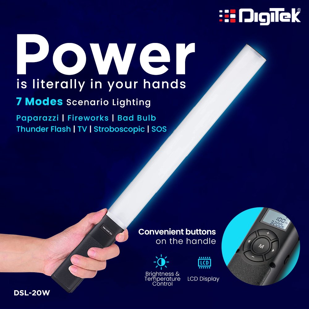 DigitekOfficial's tweet photo. Digitek LED Stick Light is a bi-colored hand-held light which can also be mounted on any stand easily. It works on both AC &amp; DC power to allow wider application indoors or outdoors. 
Shop now https://t.co/dXaGRyIGye⠀

#Digitek #digiteklight #digitekwand #sticklight #wandlight https://t.co/rxMguvoAhM