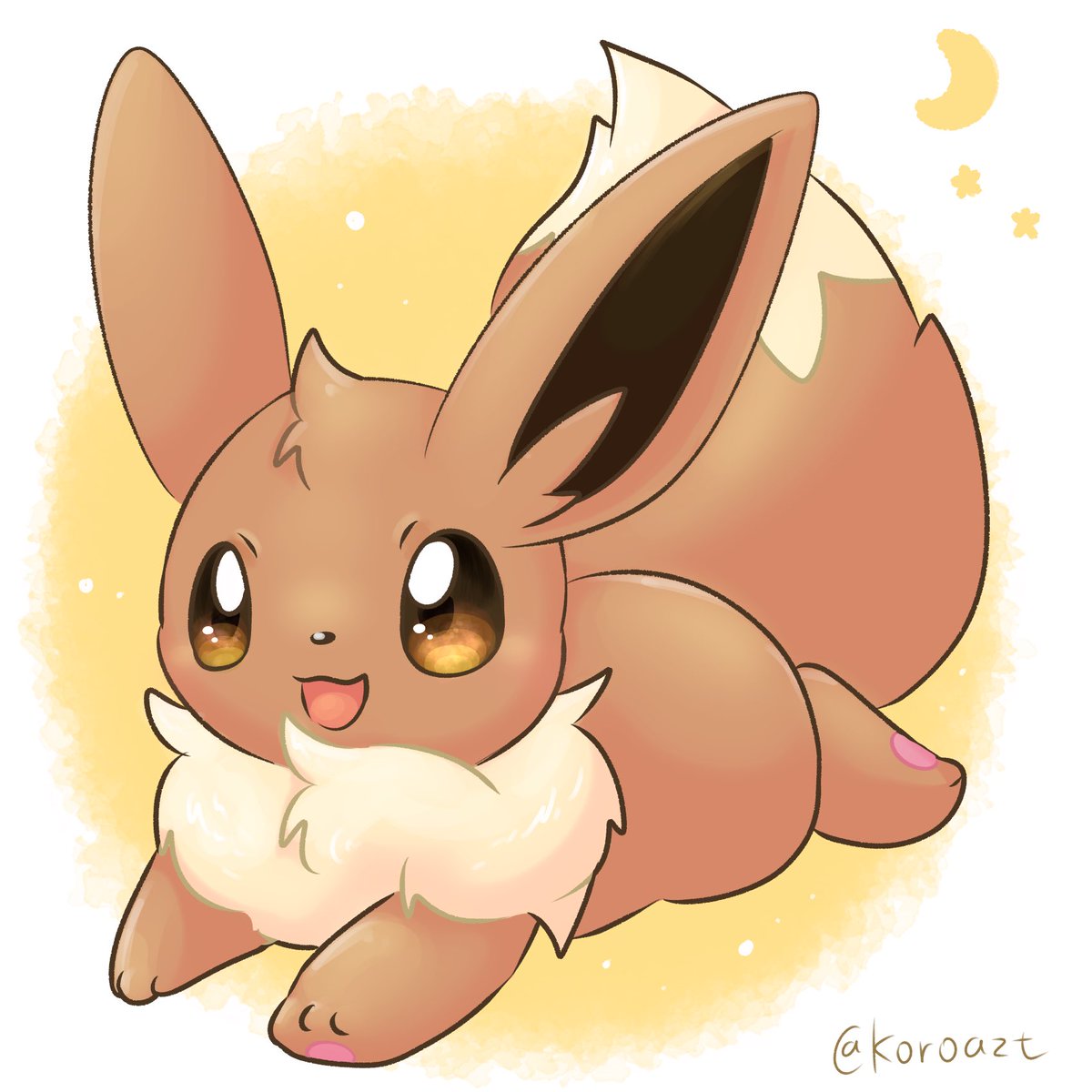 eevee no humans open mouth pokemon (creature) smile brown eyes solo full body  illustration images