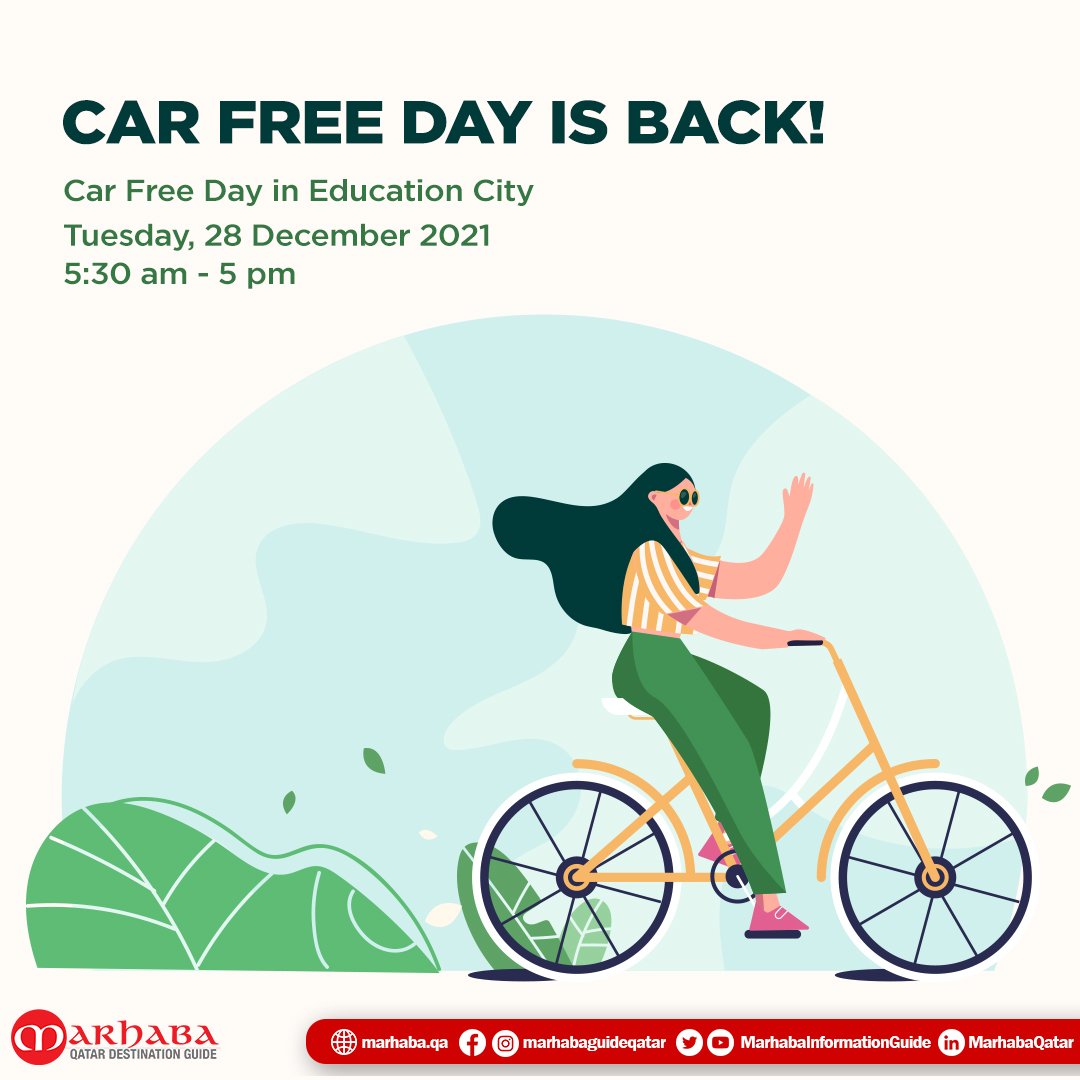 MarhabaQatar's tweet photo. Be an advocate for sustainable change!
To know more about #CarFreeDay, visit https://t.co/P56eDLXlRj
#QFCarFreeDay #ECGolf #Qatar #CarFree @QF @ecgolfclub https://t.co/2sMWbZjR23