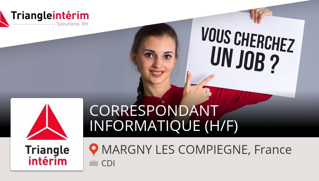 TriangleInterim's tweet image. #TriangleIntérim recrute un(e) #CORRESPONDANT #INFORMATIQUE (H/F), postulez dès maintenant ! (#MARGNYLESCOMPIEGNE) #job workfor.us/triangleinteri… #job