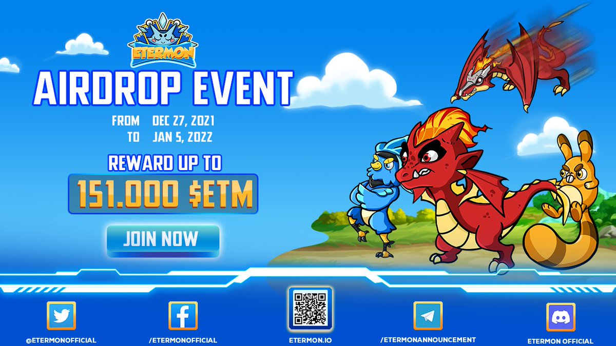 EtermonOfficial's tweet image. #Etermon&apos;s First #Airdrop event is here! 🚀
💎151,000 $ETM tokens for 1000 winners. 
💎20 lucky participants.
👉JOIN NOW: gleam.io/t3Uen/the-firs…
#Etermon #CoinLAB #Metaverse #Playtoearn #Gamefi #Blockchain