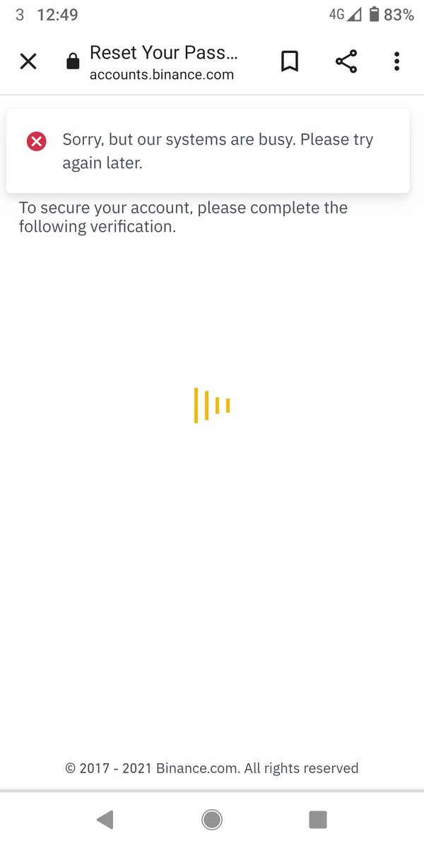 The_Oliminator's tweet photo. @binance Hi there. Trying to reset my password but keep getting this. Any help? https://t.co/xBUgrLxsDv