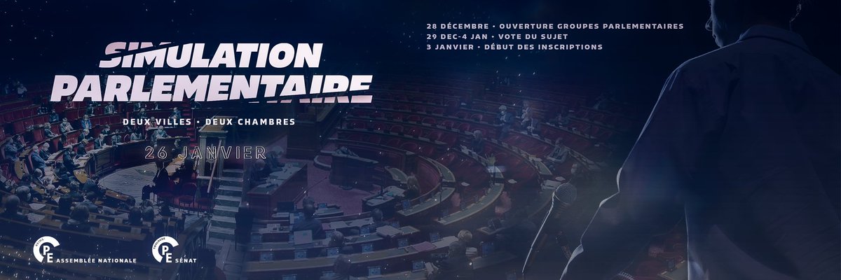 PEReims's tweet image. Dès la rentrée 2022, le 26 janvier, venez nous retrouver pour une simulation parlementaire en deux chambres sur deux villes ! La modélisation de l’Assemblée Nationale sera organisée par le PDE de Reims et celle du Sénat par le PDE de Toulouse !

À très vite,
Votre PDE de Reims