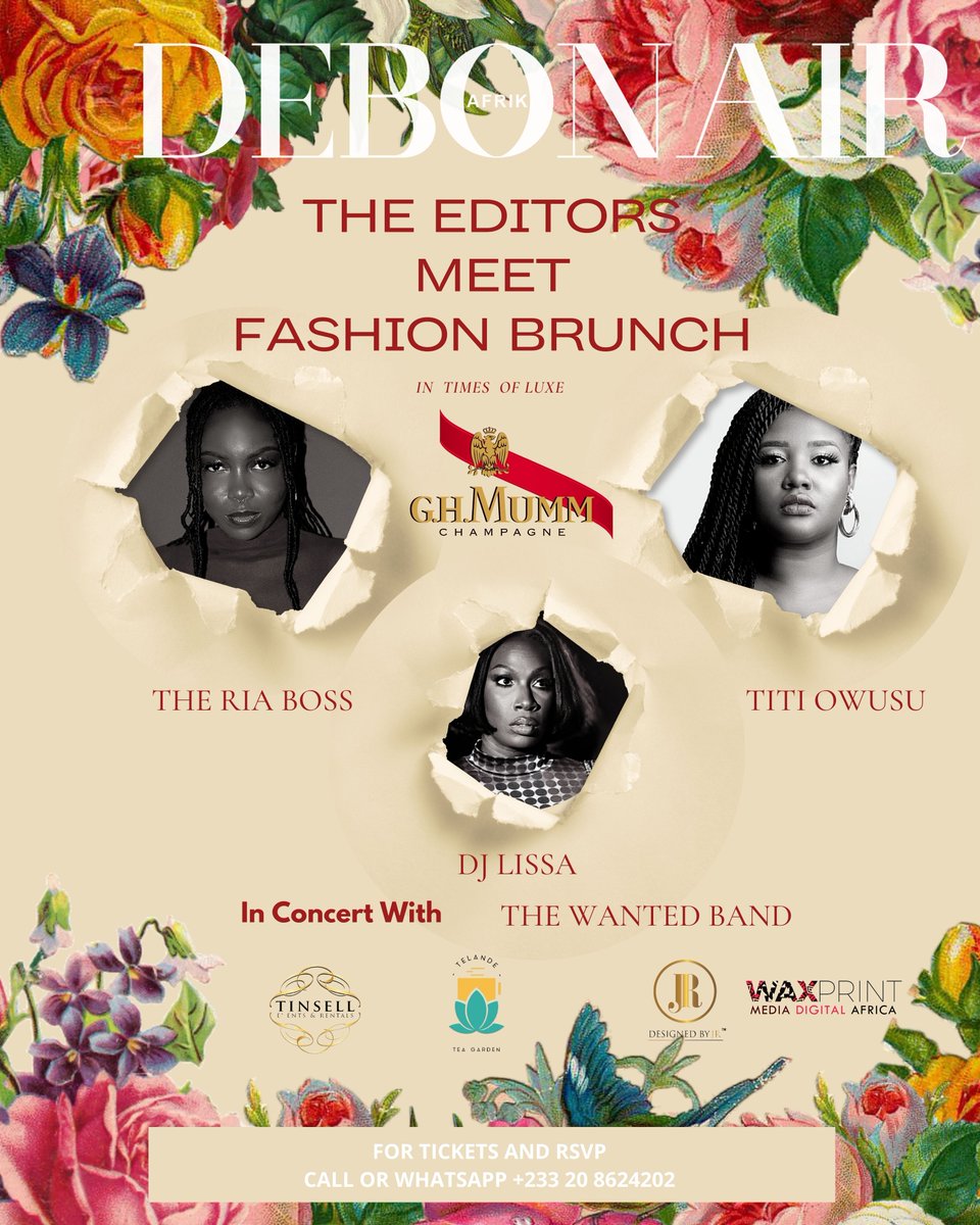 Performing live at #TEMBrunch2022 

@titiowusu 
@_riaboss_ 
@heylissamonet
and THE WANTED BAND 

Tickets are running out!!  Call now: 0208624202 

#debonairafrik #mummgh #fashionbrunch #africanparty