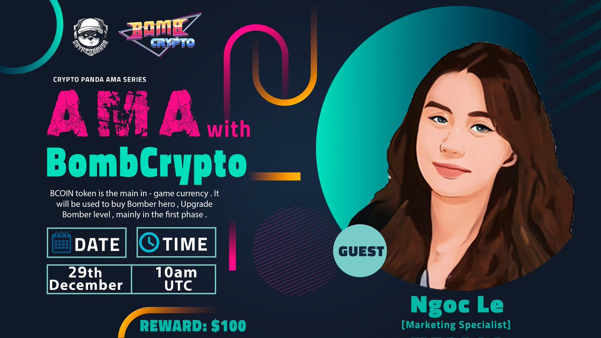 CryptoPanda_gl's tweet photo. Crypto Panda will host #AMA with 𝐁𝐎𝐌𝐁𝐂𝐑𝐘𝐏𝐓𝐎 29 December  2021 at 10 AM UTC  Reward pool : $100

@panda_airdrop24
@BombCryptoGame

Must Must Like, Retweet, follow  &amp; Tag 3 Person project Twitter.. https://t.co/17fzLFyzEk