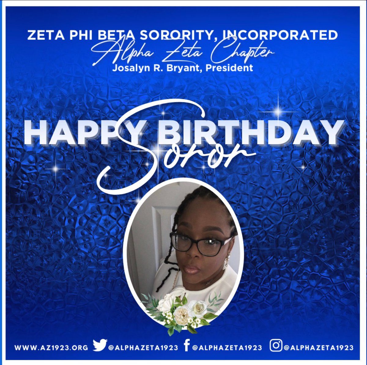 alphazeta1923's tweet photo. Alpha Zeta Chapter would like to send a Oh So Sweet Happy Birthday to Soror Jennifer Williams-Curry  
Enjoy! 💙

#AZ1923 #baltimorecityzetas #zphib2021 #zphibmd https://t.co/7a1TQAwbcY