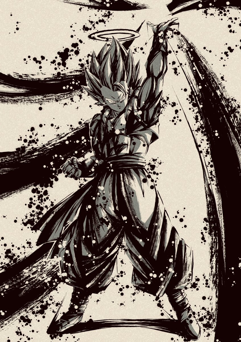 ドラゴンボール　フュージョンワールド　墨絵 今日は2枚 投稿 復活のフュージョン #ドラゴンボール #墨絵 #イラスト