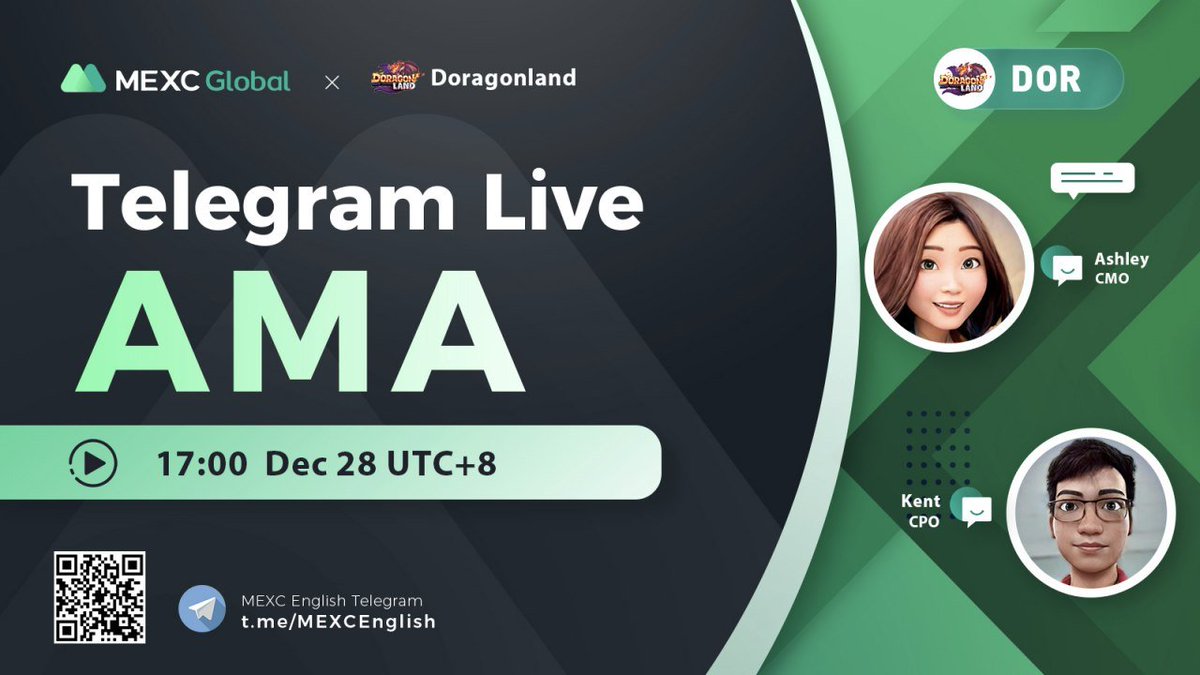🌟Announcing @MEXC_Global AMA with <a href="/DoragonLand_DOR/">DoragonLand</a> $DOR

📍TG group: t.me/MEXCEnglish
⏰17:00 Dec 28 (UTC+8)

💚Follow us for more updates!
