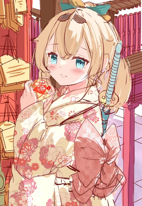 お正月のいろはちゃんのラフ〜🍂 