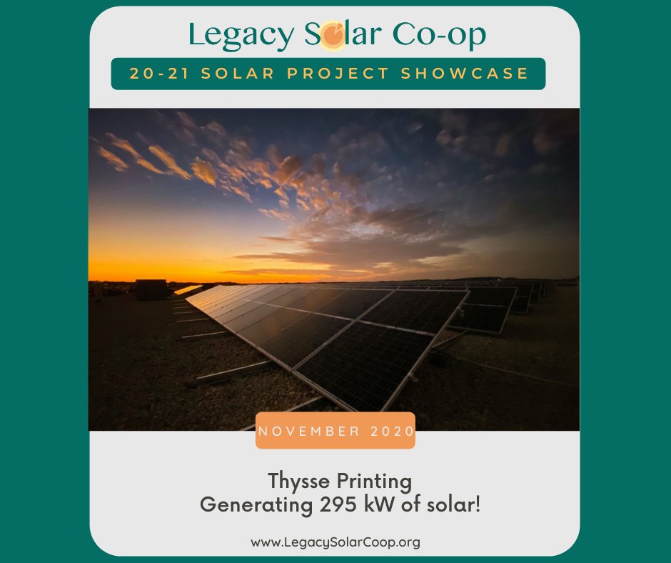 ☀️ The solar array installed for Thysse Printing Services by Arch Electric has the capacity to generate about 376,100 kW hours of electricity annually! That means over 231 metric tons of Carbon Dioxide emissions avoided every year!☀️ <a href="/ThysseDesign/">Thysse Design</a>  <a href="/Arch_Electric/">Arch Solar</a>