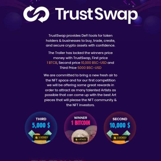 Rich1990_05's tweet photo. 🔊🔊Announcement🔊🔊

THE TROLLER NFT competition
💎10 Trillion coins Airdrop  
🎖1 BTC for the winner  
🎖$10K for second place
🎖$5K for third place   
 
Regis👉https:https://t.co/P9RGA6Lgu6
#trollercoin #trollerelon #NFTCommunity #NFTCompetition #nftcollector #nftopensea https://t.co/h7F18tkNoZ