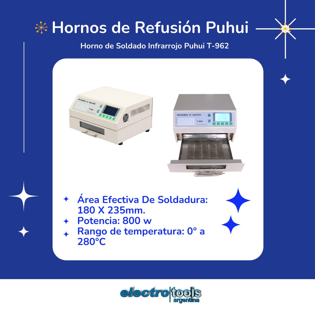 ElectroToolsArg's tweet photo. ✔Ideal para soldar la mayoría de las placas pcb, como chip, sop, plcc, qfp, bga, etc. 

✔ Realiza el proceso de soldado de todos los componentes de forma simultánea.

Encontra el mejor horno de refusión para vos  https://t.co/ZxDTWalr0I https://t.co/RoaBqyDlRE