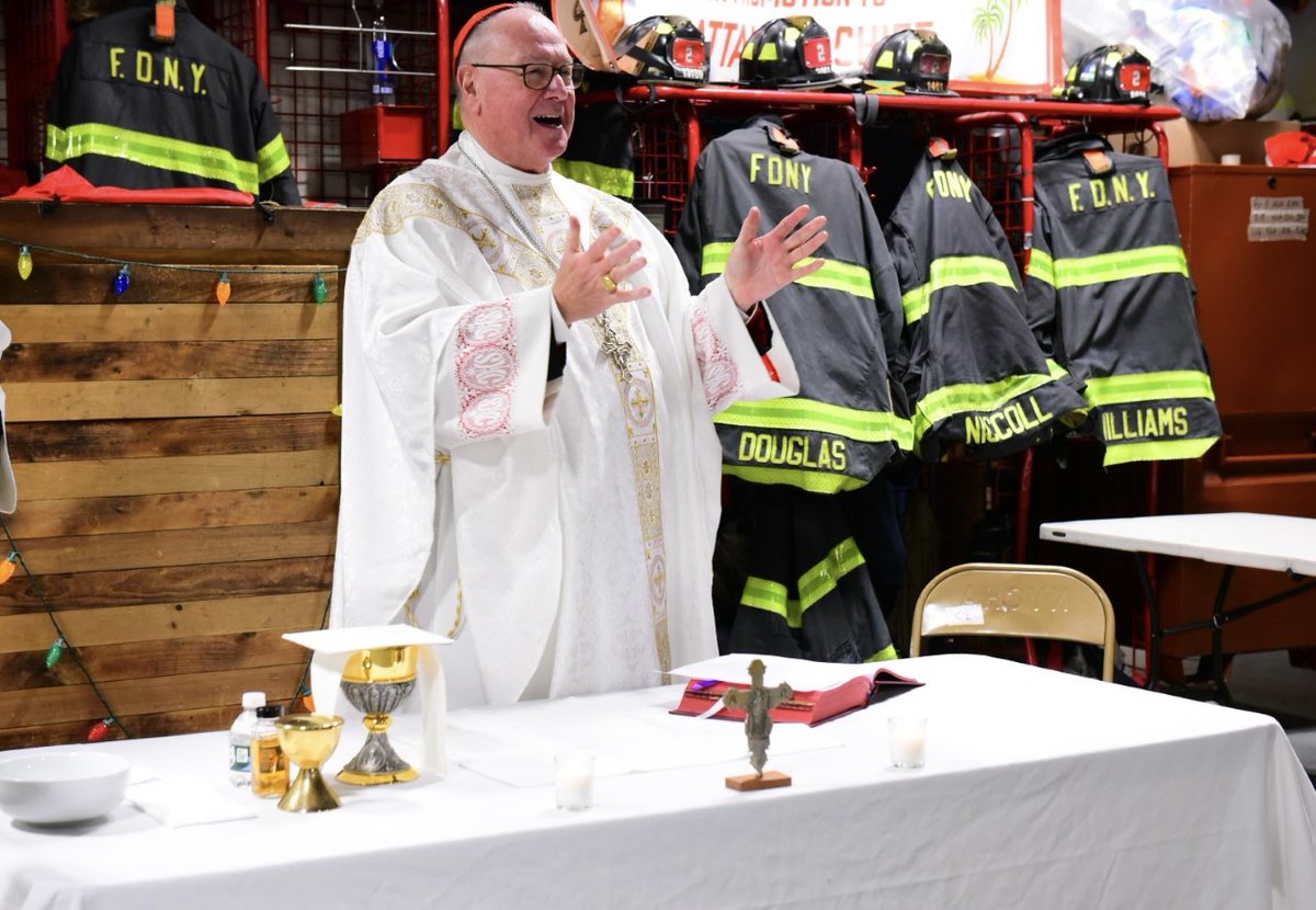 FDNY's tweet photo. On Friday, December 24, @CardinalDolan hosted a Holiday Mass at FDNY #Engine8 #Ladder2 #Battalion8 in Manhattan. https://t.co/KuoPEVM4G6