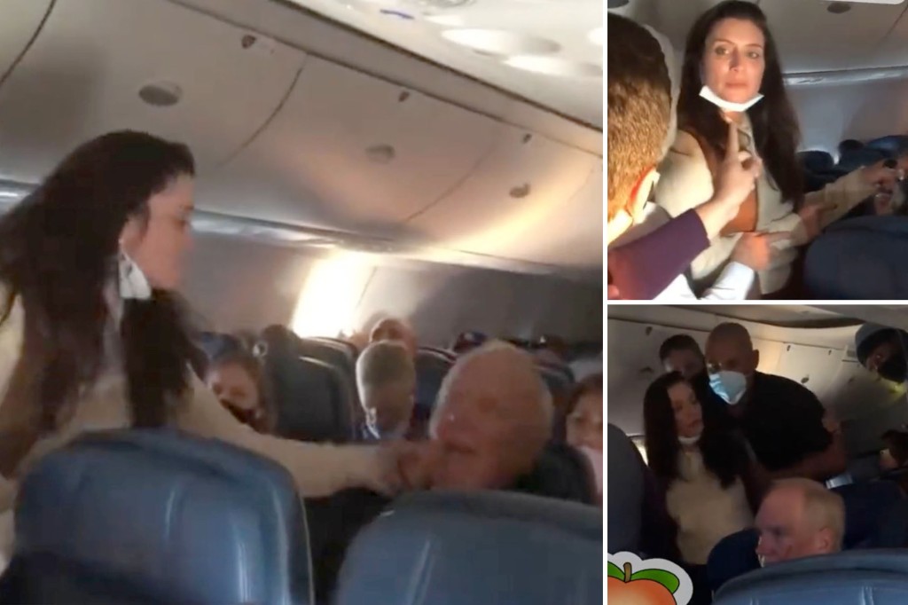 nypost's tweet photo. 'Karen' caught on video slapping passenger in Delta flight tirade https://t.co/wbmIczqR8B https://t.co/Uye3diwXLp
