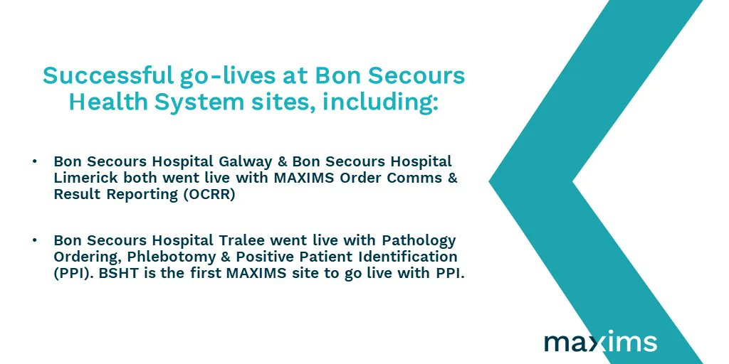 IMSMAXIMS's tweet photo. Some of our successful go-lives at Bon Secours Health System.
#2021 #MAXIMS #OrderComms #PPI #OCRR #digital #healthcare https://t.co/Ry5TpgV7YA