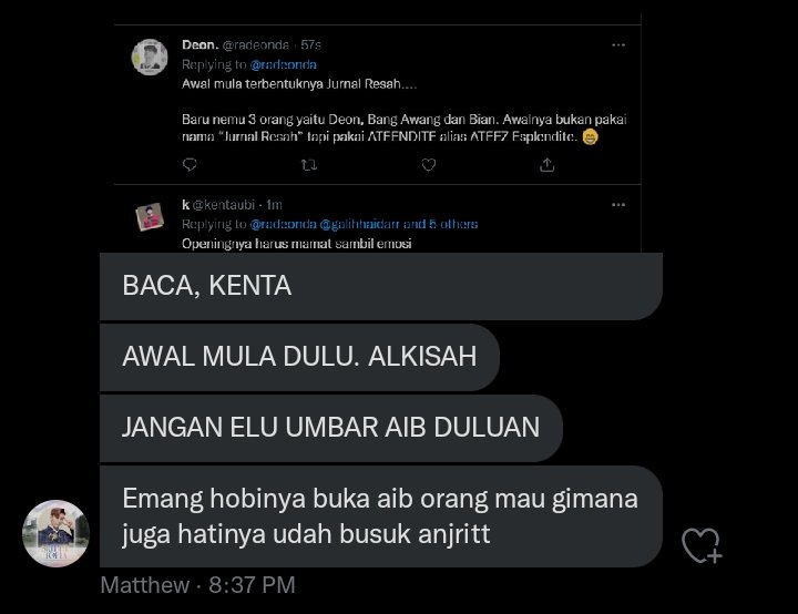 kentaubi's tweet photo. @radeonda @galihhaidarr @sakananta @jarrelio @argyasathya @matthewkwks @angkasadr Oke gue akan diam https://t.co/iUCV7LuOUf