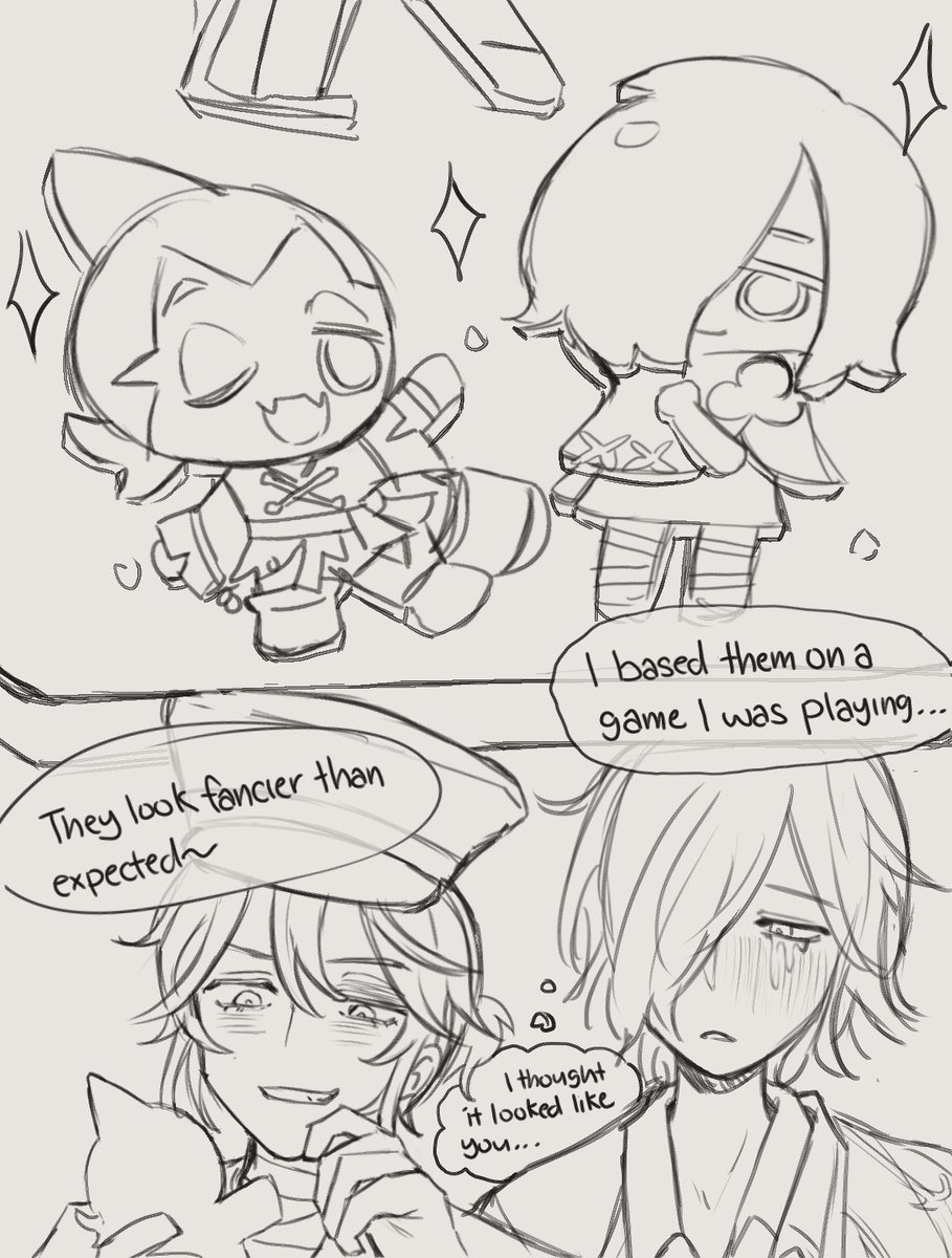 Prompt: Luca is (taste testing Andrew's Christmas Cookies)
but he didn't let him taste test he just showed off his craft LOL
Drawing non-chibi testing is my patience HAHA