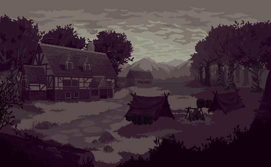 SturiteZane's tweet photo. This is some background UI art that I am making for the game Crown of Pain #pixelart #tavern #CAMPFIRE #MedievalArt https://t.co/dhMoN79w1y