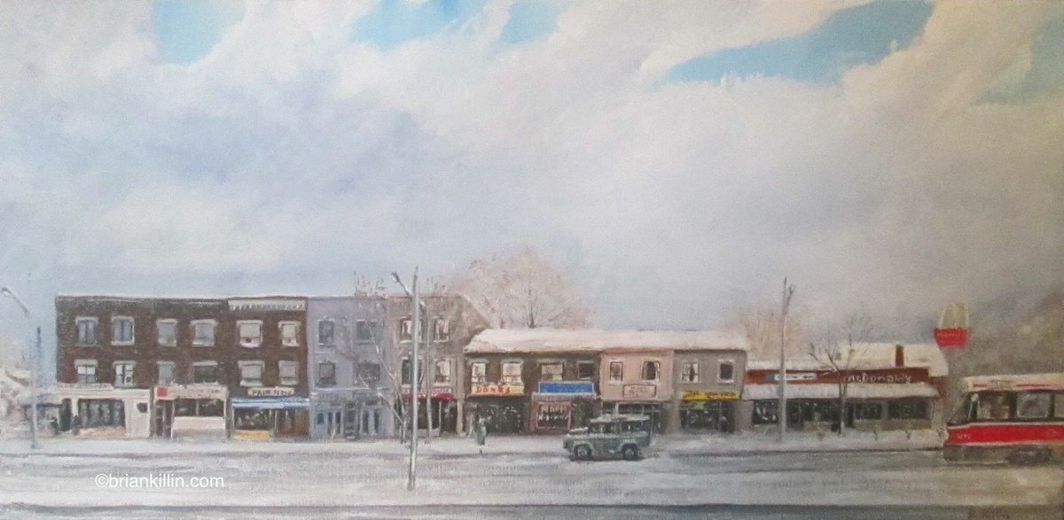 Thepowerdresser's tweet photo. Happy Monday folks! It’s going to be a snowy day. #StClairW #Toronto #CanadianPainting #Canada 12”x24” by Brian Killin https://t.co/GSips5EJzR