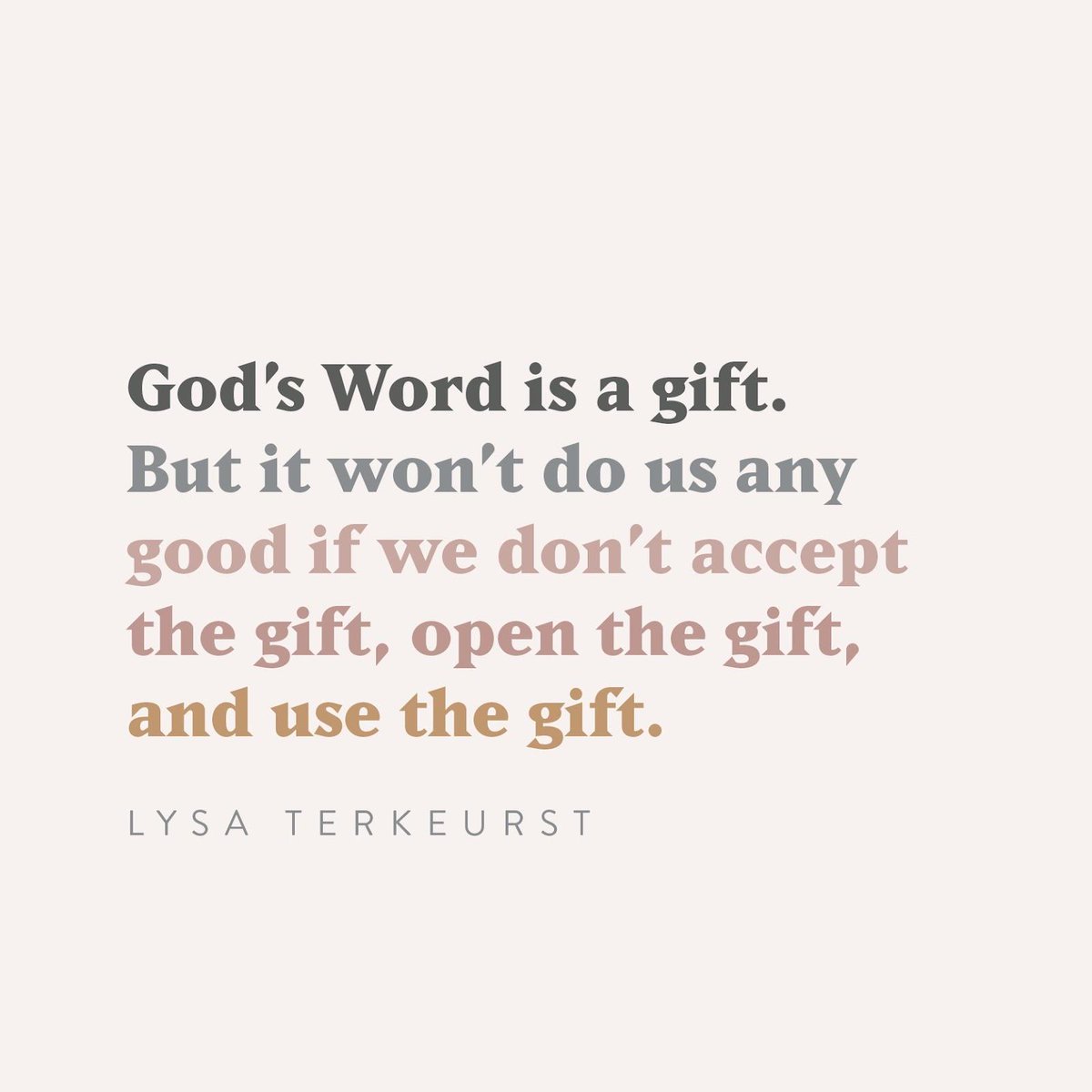 LysaTerKeurst's tweet photo. Lord, we want to be changed by Your living and active Word growing deep inside of us. But that means we must get into Your Word so it can get into us.
 
May Your Truth seep into every corner of our hearts and minds today. And then may it overflow into all that we say and do. https://t.co/gZkNtSnNTF