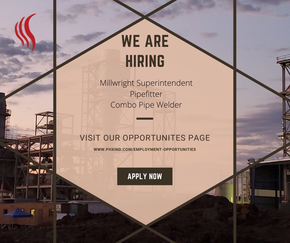 PhoenixIndustr5's tweet photo. Be sure to stop by our opportunities page to check out our current job opportunities.  #TeamPhoenix is looking for our next Pipefitter, Pipe Welder and a Millwright Superintendent.  

https://t.co/2pWPugXmMu

#TeamPhoenix https://t.co/v6L9z9Mqkz