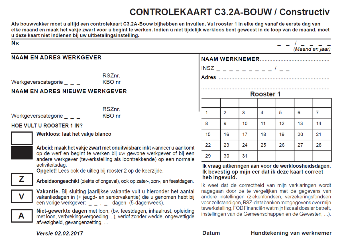 constructivbe's tweet photo. Vereenvoudiging tijdelijke werkloosheid verlengd t/m 31-03-2022. Arbeiders hoeven tot die datum hun C3.2A-kaart niet in te vullen bij de start van hun activiteiten op de werf en Constructiv zal tot die tijd geen C3.2A-kaarten opmaken en opsturen. https://t.co/ga7lRNHOcX https://t.co/A6P6pJHqqG