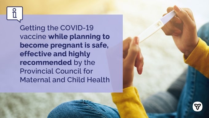 NRPublicHealth's tweet photo. COVID-19 vaccines do not cause infertility and there is no evidence to suggest that they will cause infertility. Getting the COVID-19 vaccine while planning to become pregnant is safe, effective and highly recommended.

Learn more at https://t.co/grxLtjyuJ6

#VaccinateNiagara https://t.co/ZBrW4zSS2K