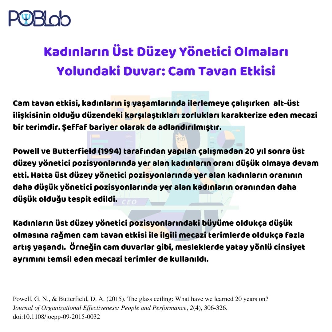 poblab_info's tweet photo. Kadınların Üst Düzey Yönetici Olmaları Yolundaki Duvar: Cam Tavan Etkisi

⁦@MEFPsychology⁩ https://t.co/BunTa4J1Iv