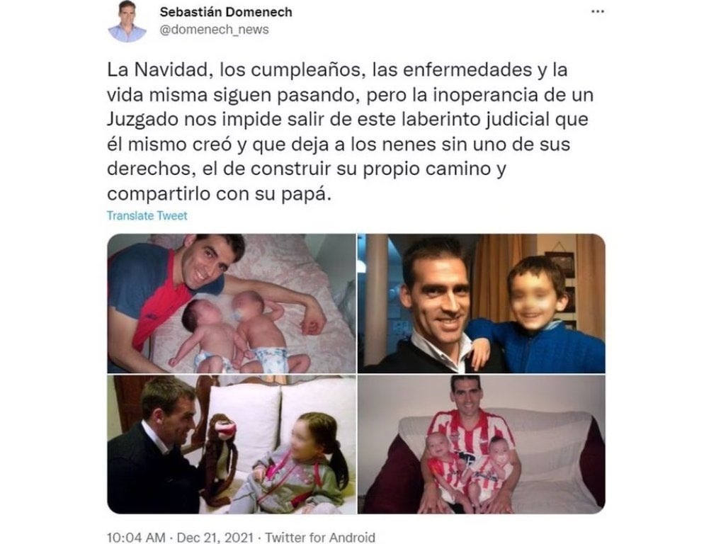 mjolivan's tweet photo. Siempre en lo importante, la Justicia censura la foto de @domenech_news pero no se expide sobre la revinculación que pide y que atañe a la salud emocional@propia y de sus hijos.
en 3 dias entran en feria y este papá sigue esperando que muevan el expediente #FuerzaSebastian https://t.co/zLHv9buXiV