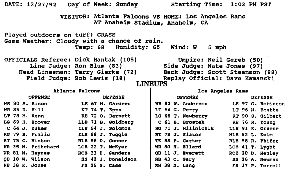 QuirkyResearch's tweet photo. On this date in 1992, Falcons lineman Bill Goldberg celebrated his birthday by making what would be the only start of his short NFL career. https://t.co/XM8a5bl1N5