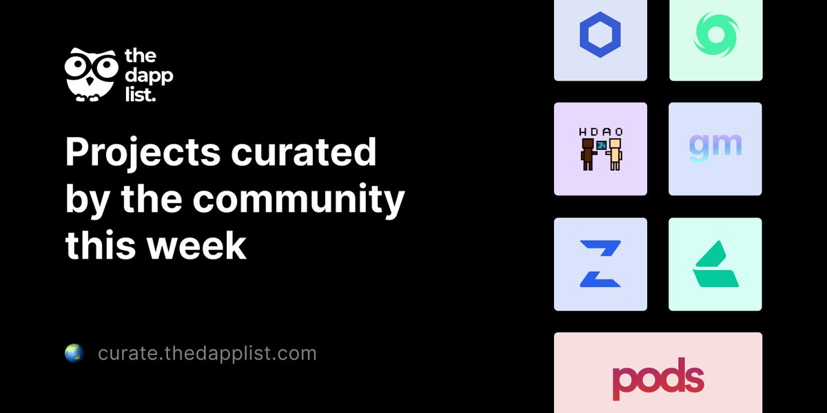 Dapps &amp; projects curated by our community on thedapplist.com this week 🚀

Learn more about them from the thread 👇🏻