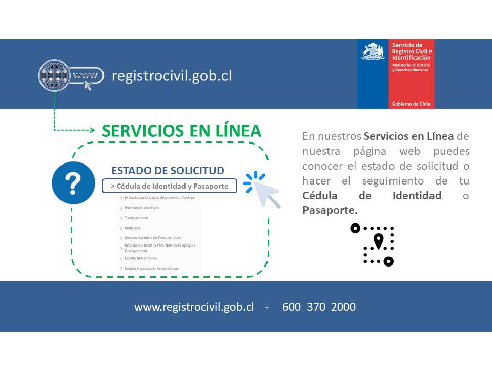 💡Sabías que…
En nuestra página web tenemos varios Servicios en Línea, entre ellos puedes conocer el Estado de Solicitud de tu Cédula de Identidad o Pasaporte. 
Infórmate con un solo clic! #RegistroCivilEnLínea  🖥️🖱️
#Antofagasta